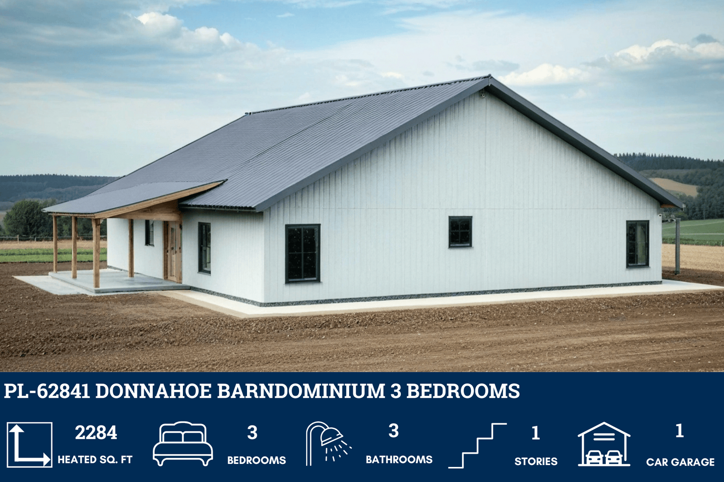 PL-62841 Donnahoe Barndominium House Plan