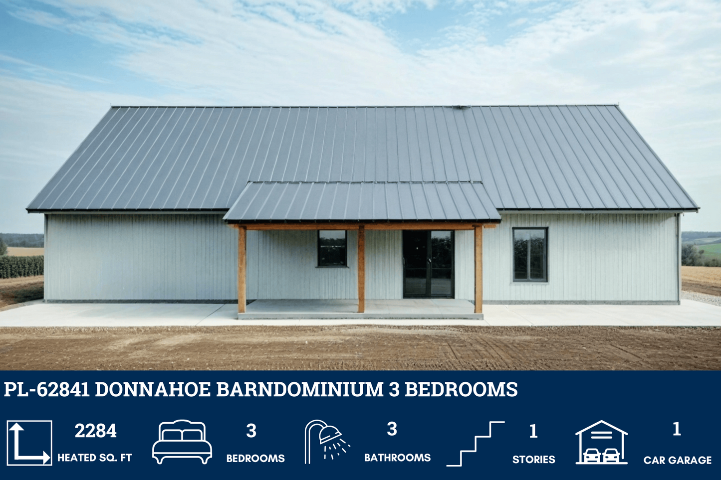 PL-62841 Donnahoe Barndominium House Plan