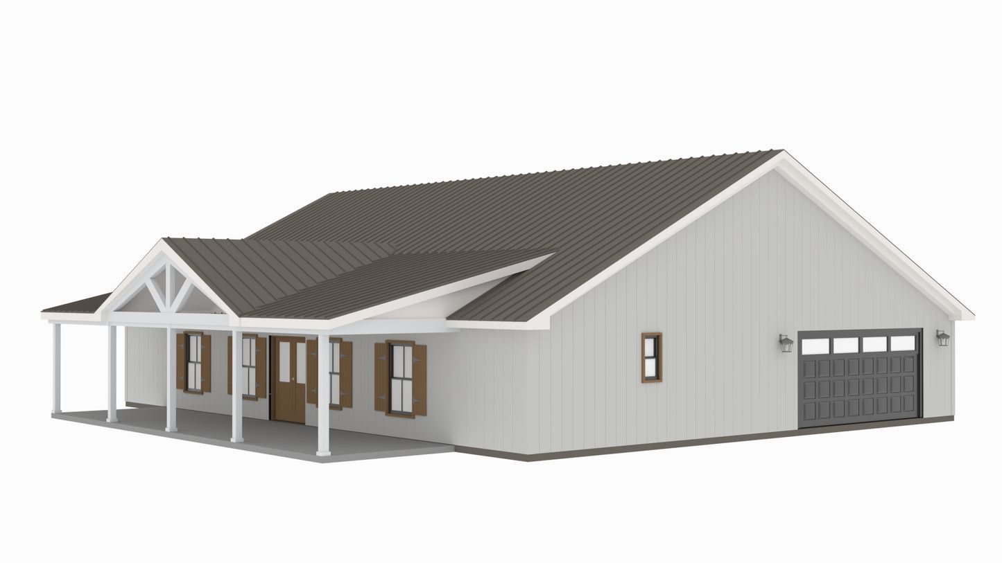 PL-62841 Donnahoe Barndominium House Plan