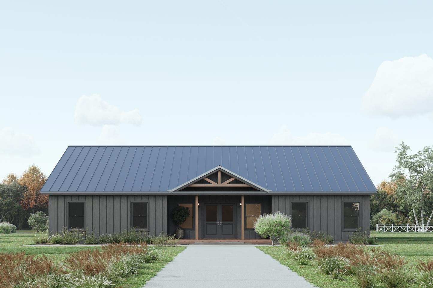 PL-62842 Long Barndominium House Plan
