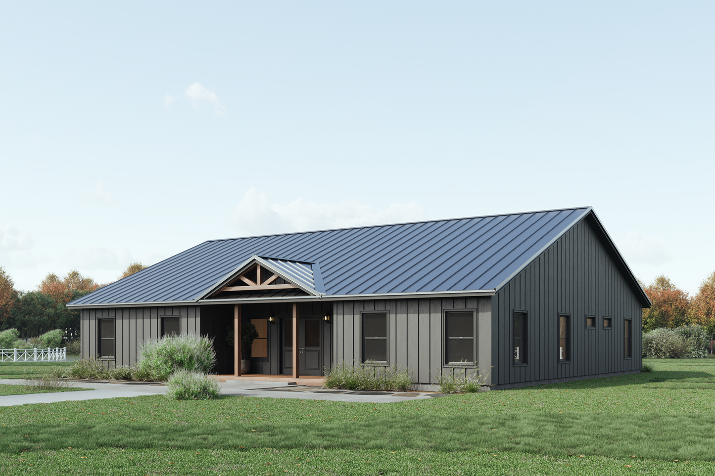 PL-62842 Long Barndominium House Plan