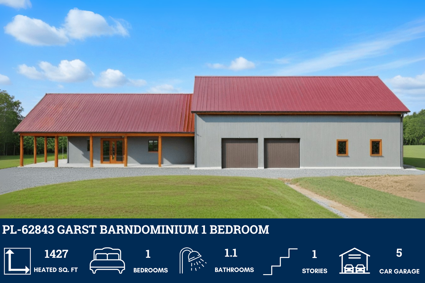 PL-62843 Garst Barndominium House Plan