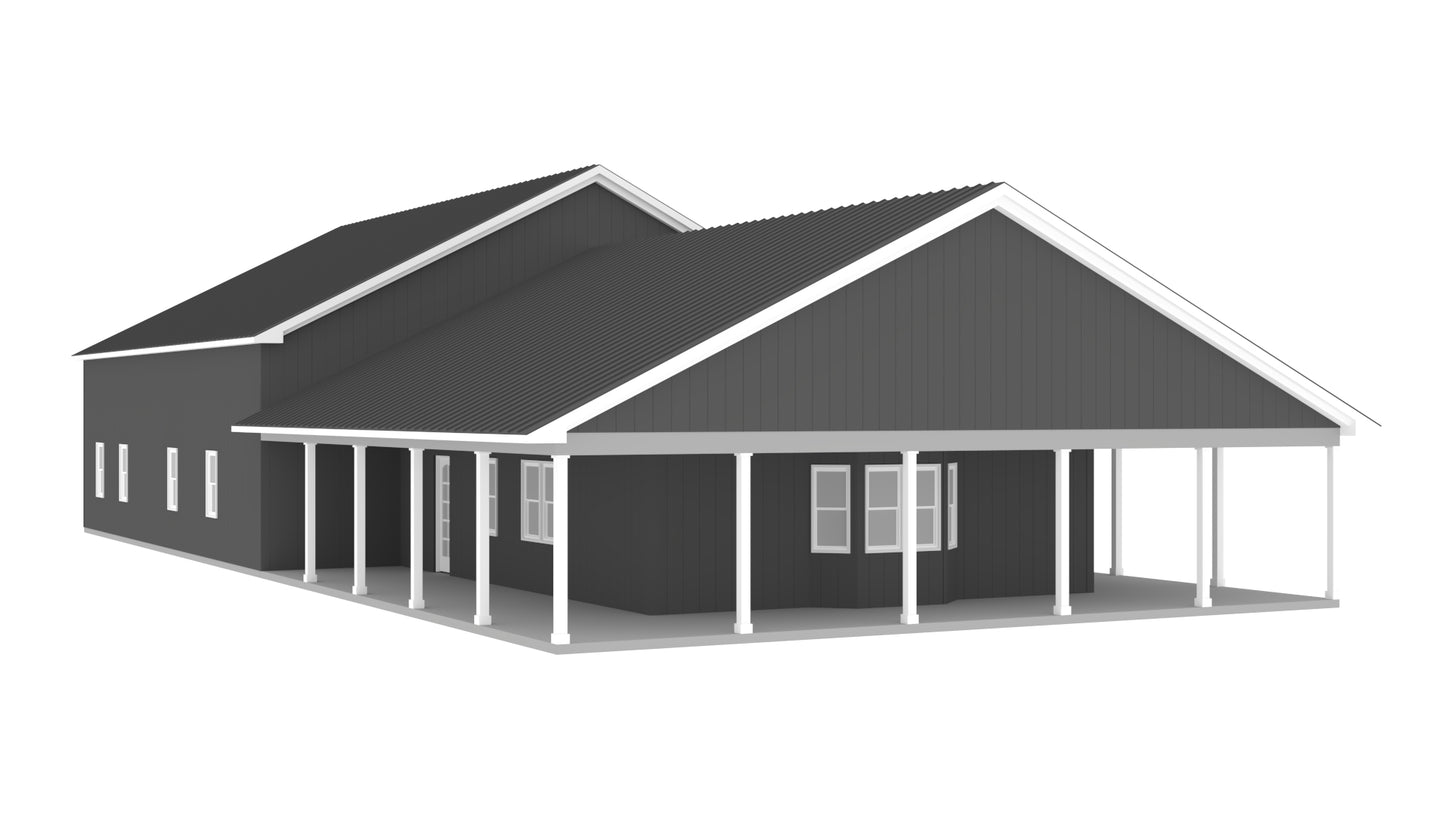 PL-62843 Garst Barndominium House Plan