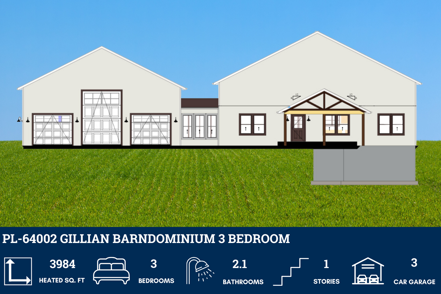 PL-64002 Gillian Barndominium House Plan