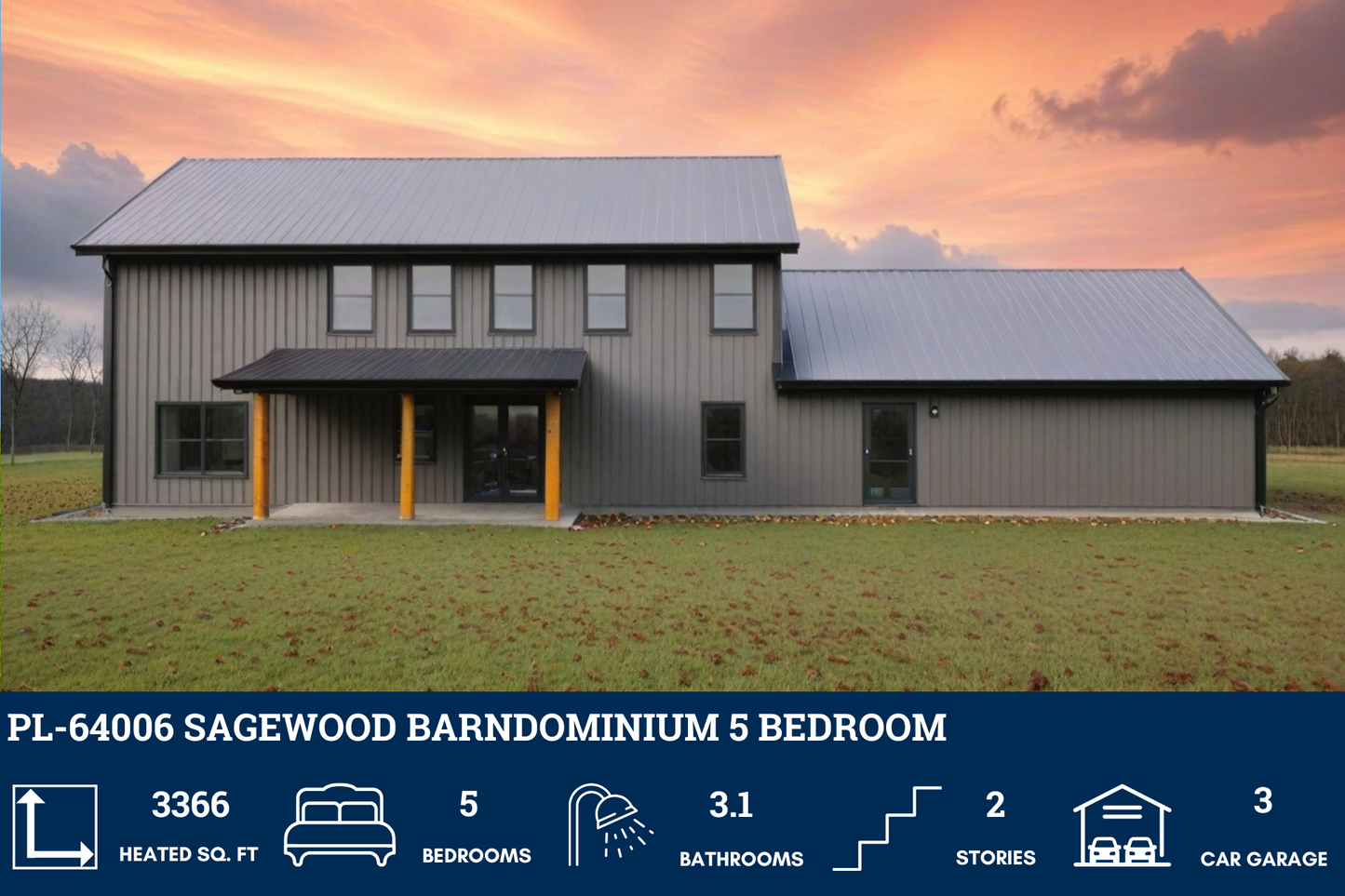 PL-64006 Sagewood Barndominium House Plan
