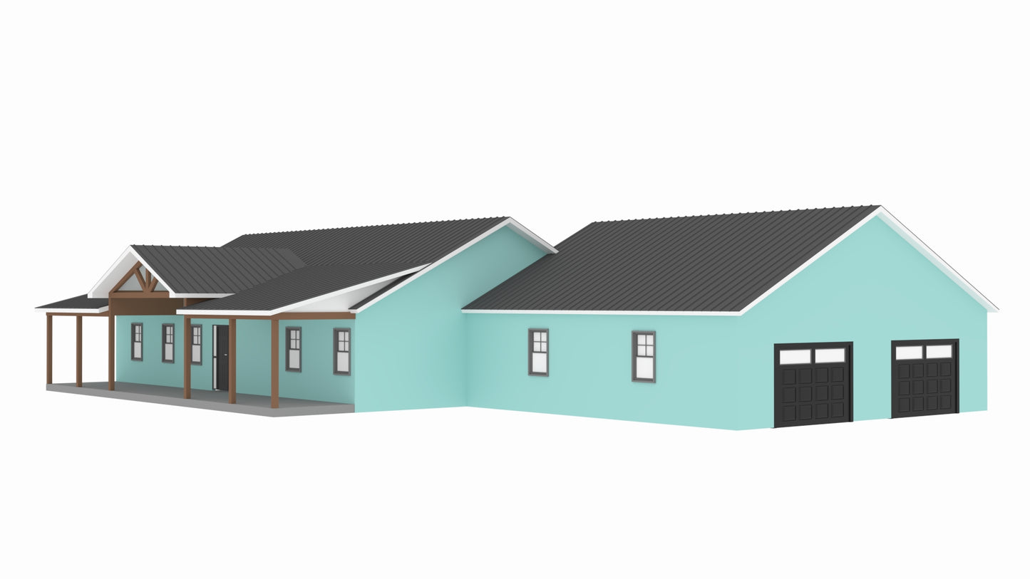 PL-64007-J Jodi Barndominium House Plan