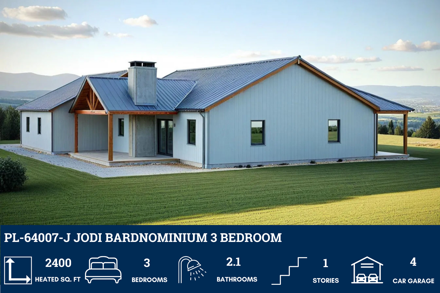 PL-64007-J Jodi Barndominium House Plan