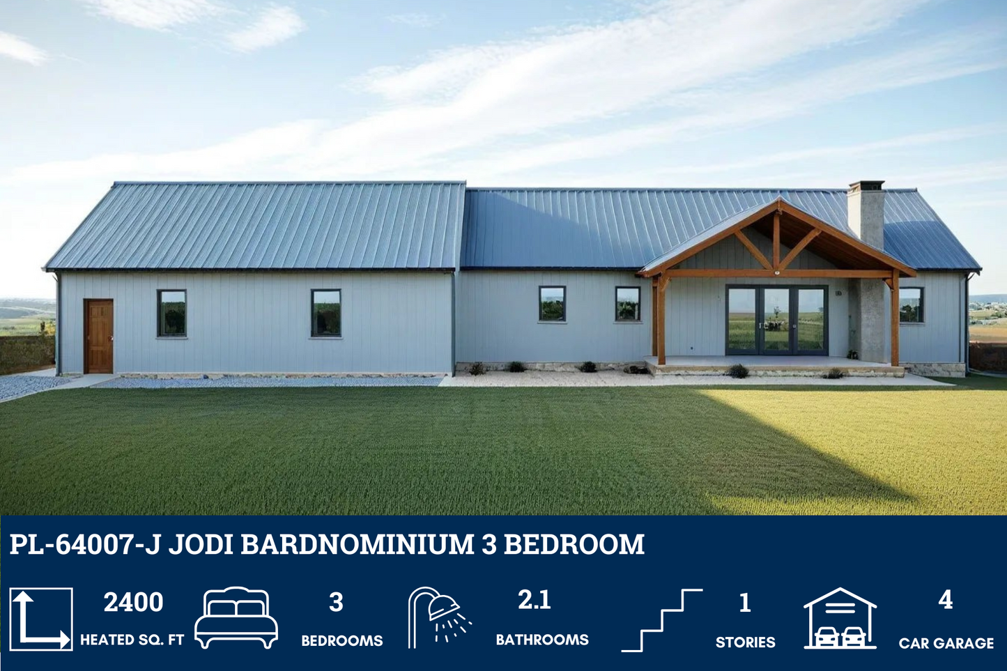 PL-64007-J Jodi Barndominium House Plan