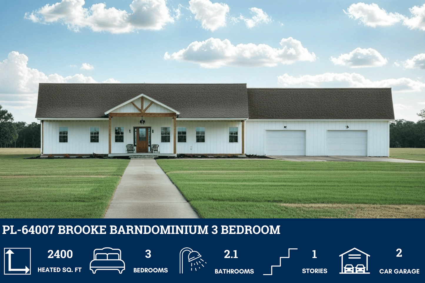 PL-64007 Brooke Barndominium House Plan