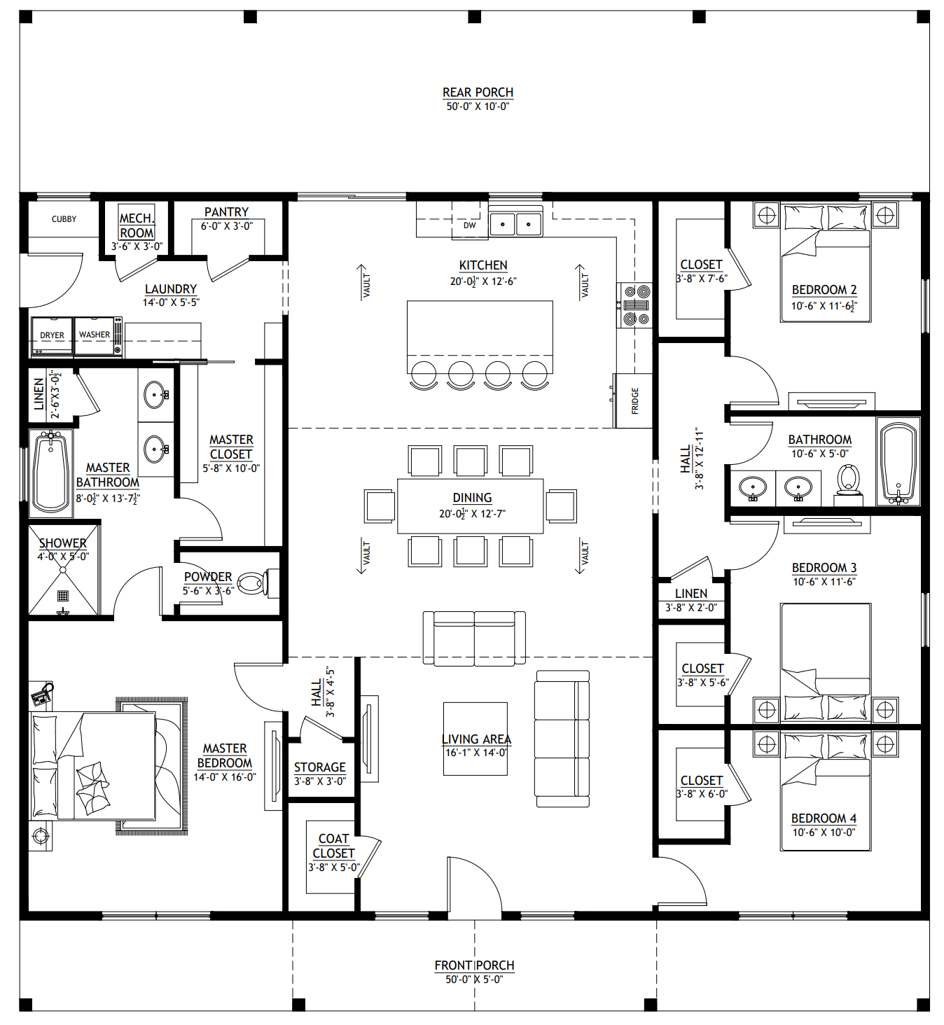 PL-64013-C Centerfield Barndominium House Plan