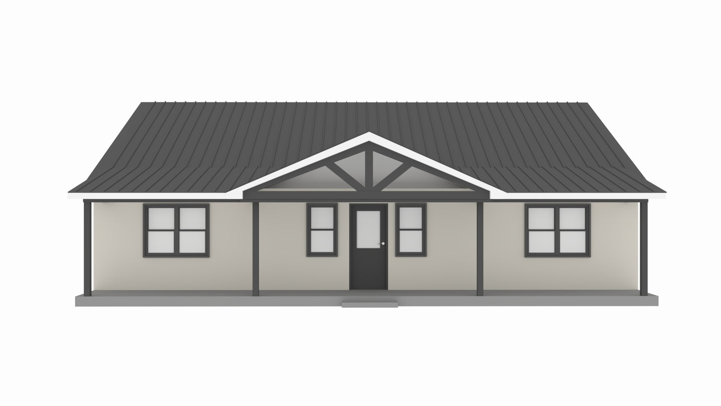 PL-64013-C Centerfield Barndominium House Plan