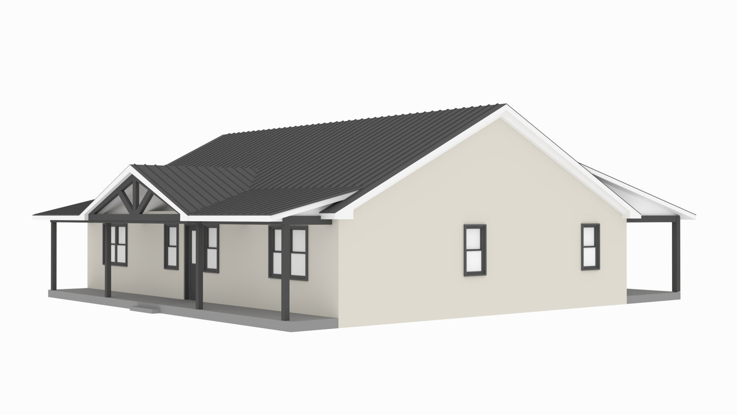 PL-64013-C Centerfield Barndominium House Plan