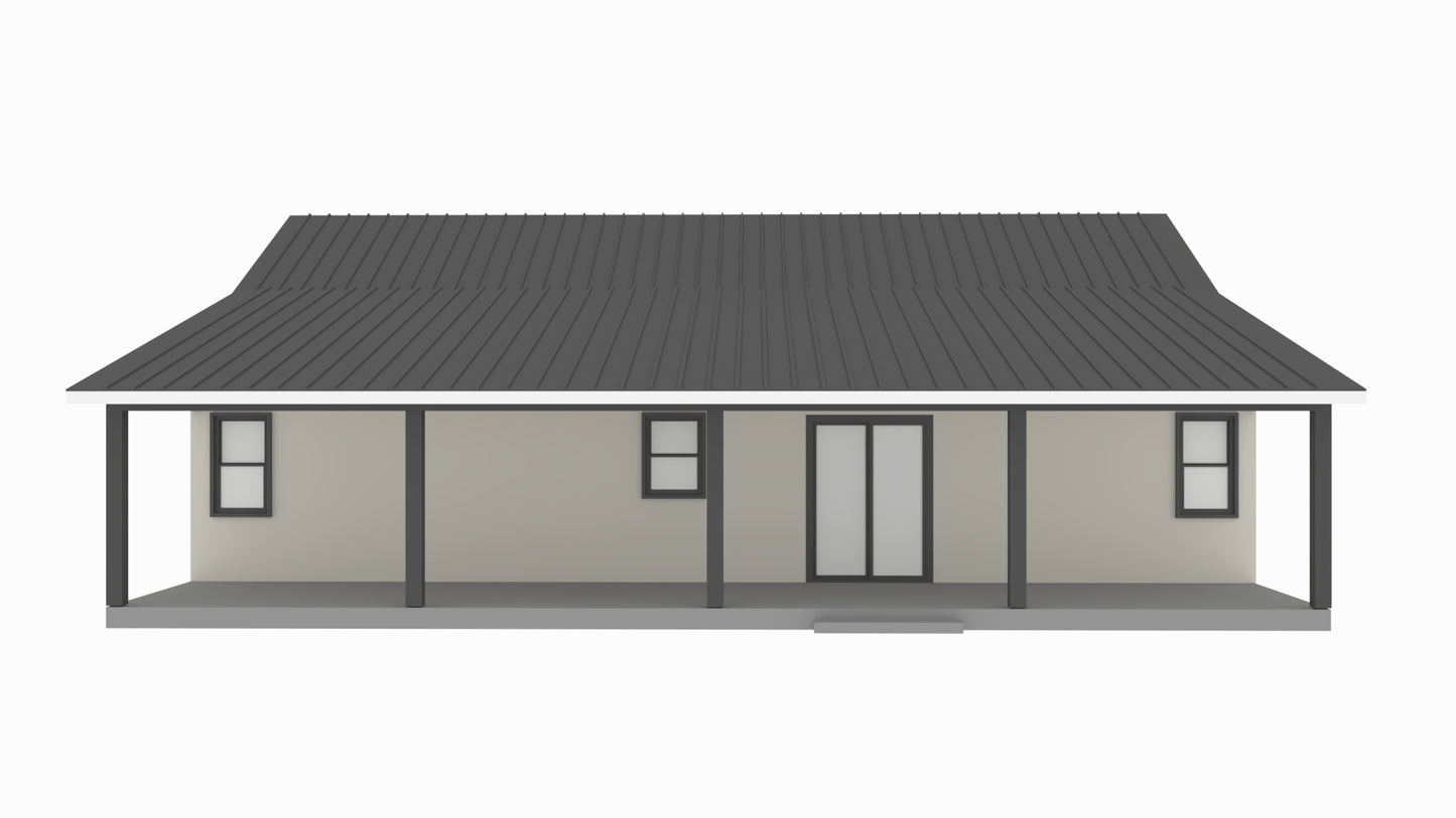 PL-64013-C Centerfield Barndominium House Plan