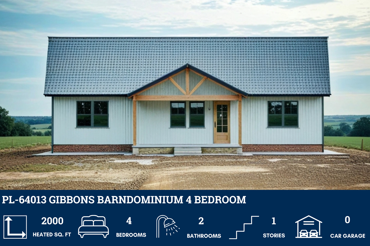 PL-64013 Gibbons Barndominium House Plan