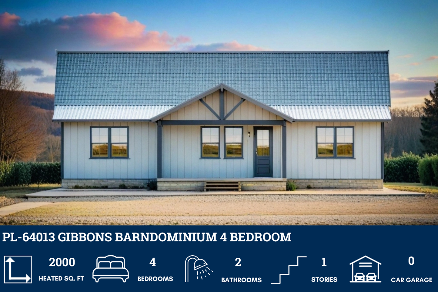 PL-64013 Gibbons Barndominium House Plan