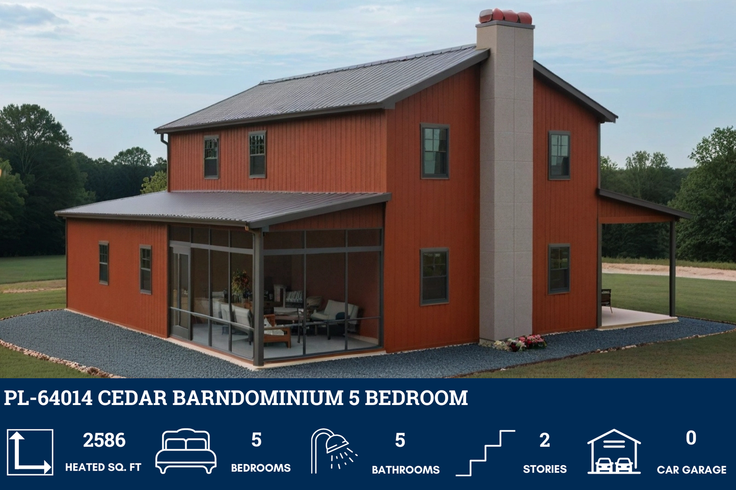 PL-64014 Cedar Barndominium House Plan