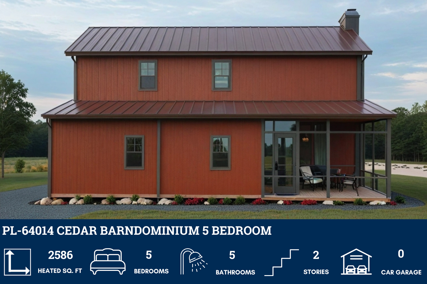 PL-64014 Cedar Barndominium House Plan