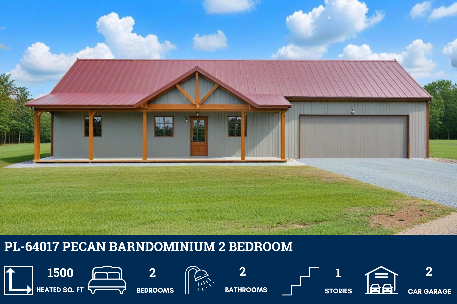 PL-64017 Pecan Barndominium House Plan, image size:1920x1280