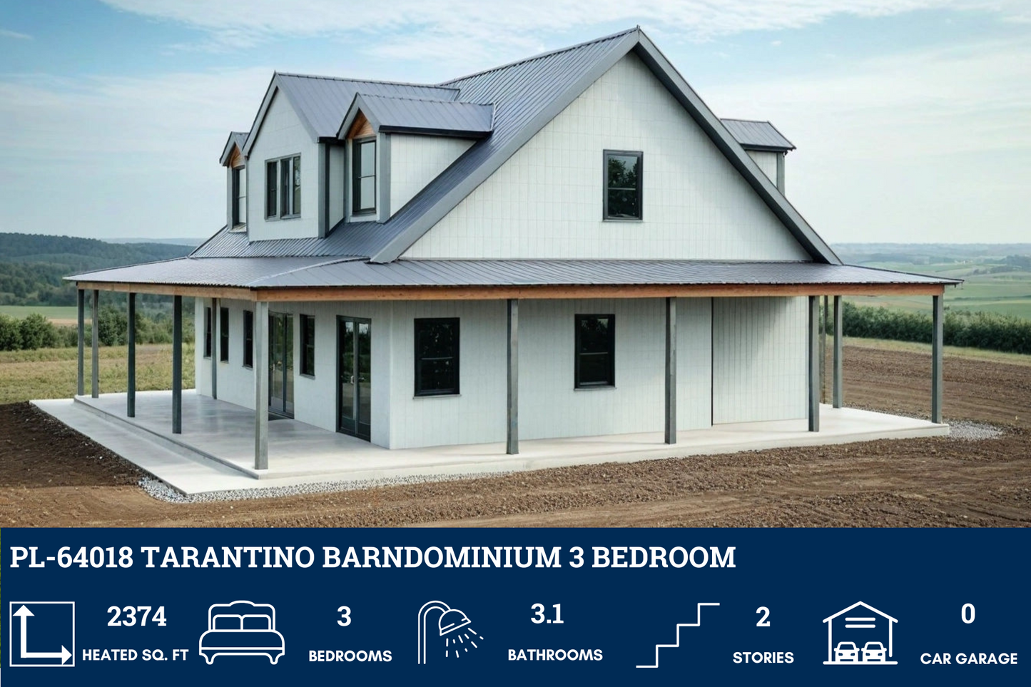 PL-64018 Tarantino Barndominium House Plan