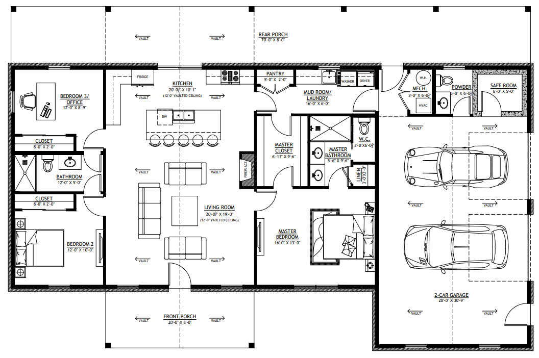 PL-64019 Mockingbird Barndominium House Plan