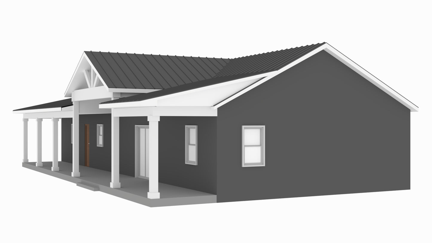 PL-64019 Mockingbird Barndominium House Plan