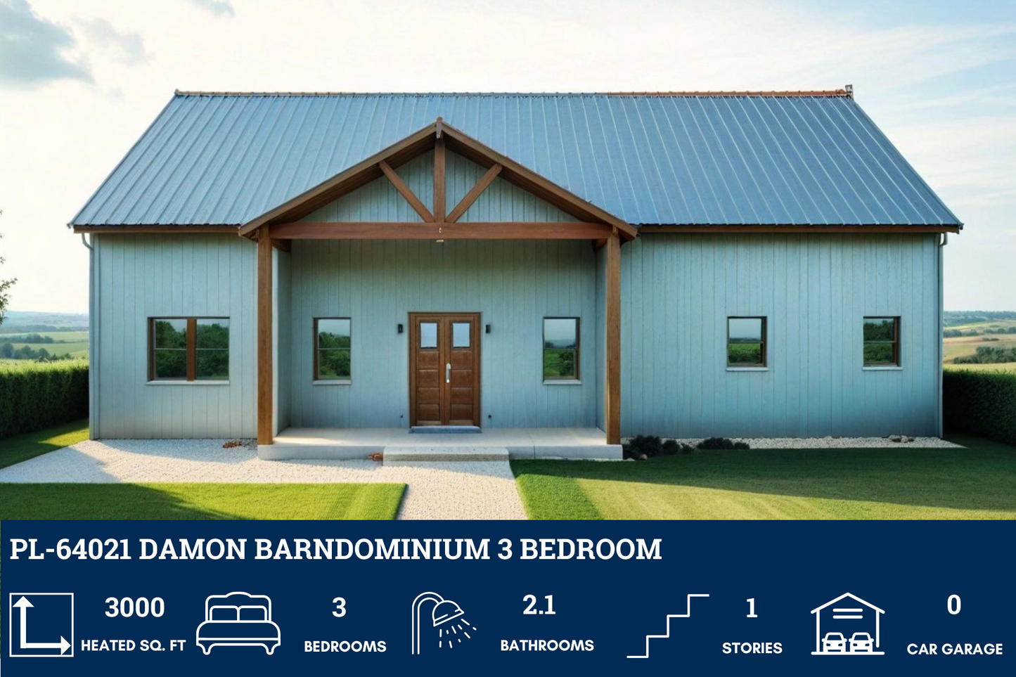 PL-64021 Damon Barndominium House Plan