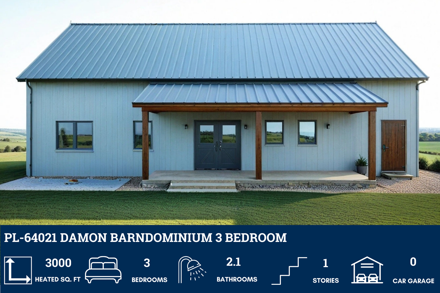 PL-64021 Damon Barndominium House Plan