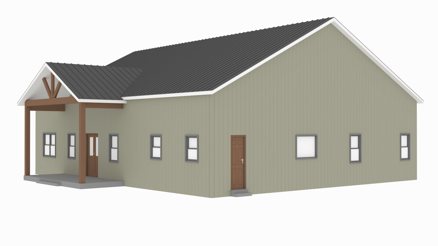 PL-64021 Damon Barndominium House Plan