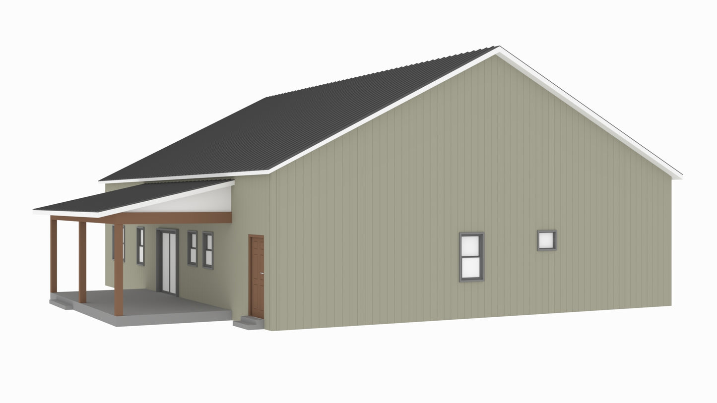 PL-64021 Damon Barndominium House Plan