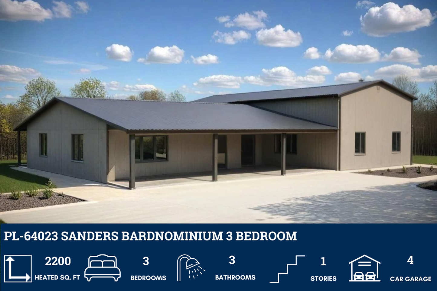 PL-64023 Sanders Barndominium House Plan