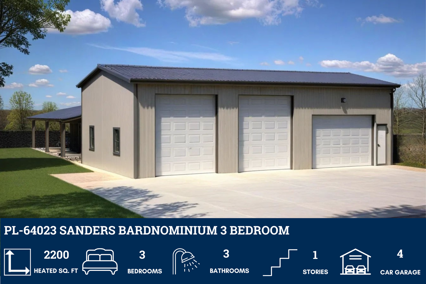 PL-64023 Sanders Barndominium House Plan