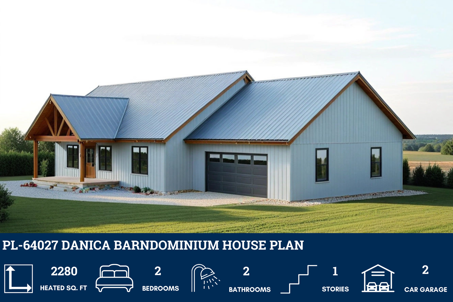 PL-64027 Danica Barndominium House Plan