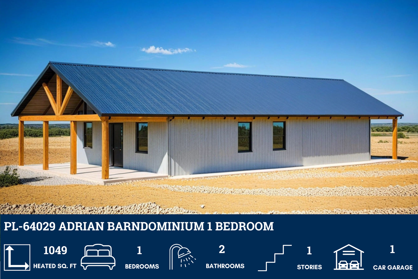 PL-64029 Adrian Barndominium House Plan