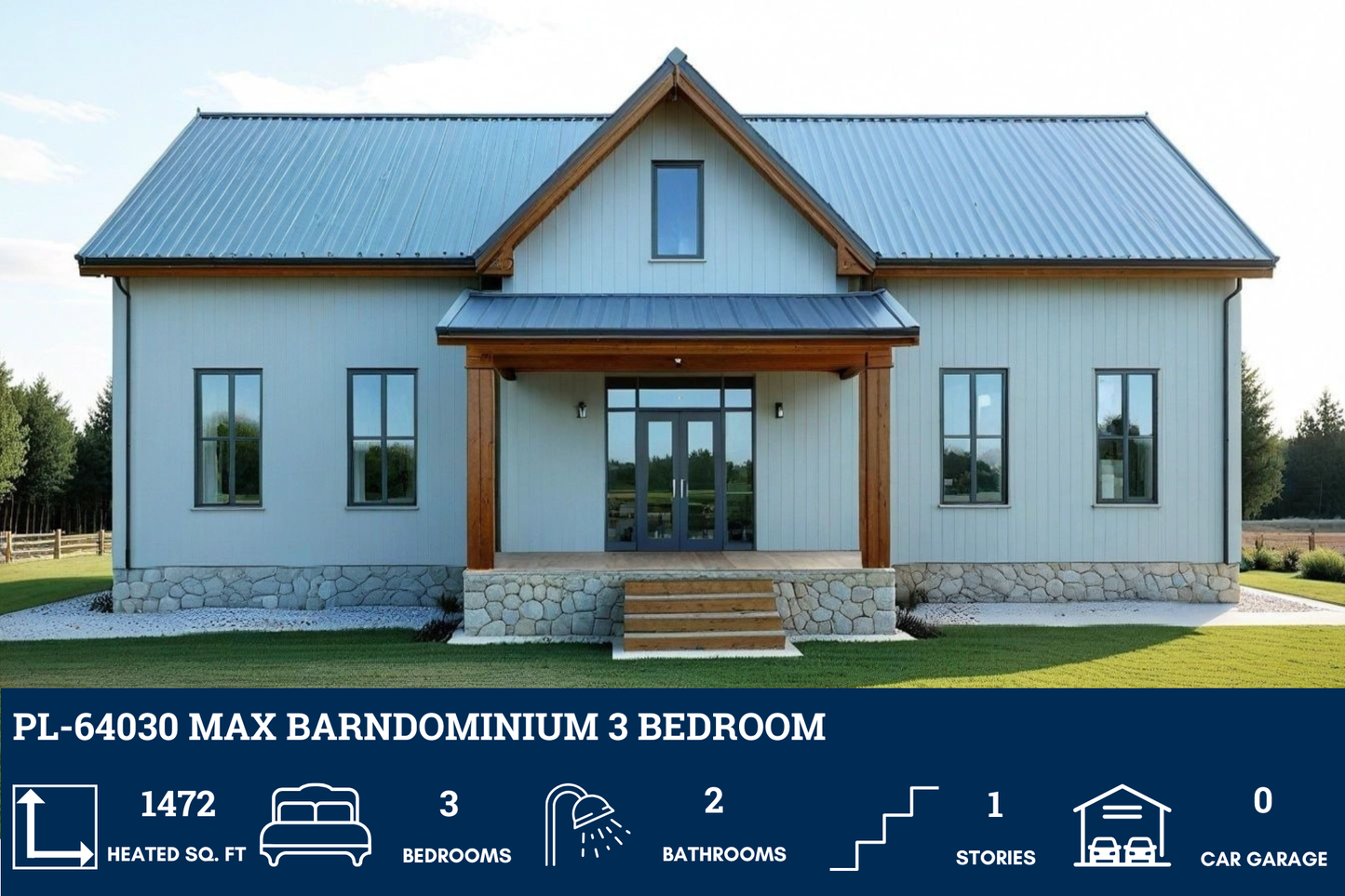 PL-64030 Max Barndominium House Plan