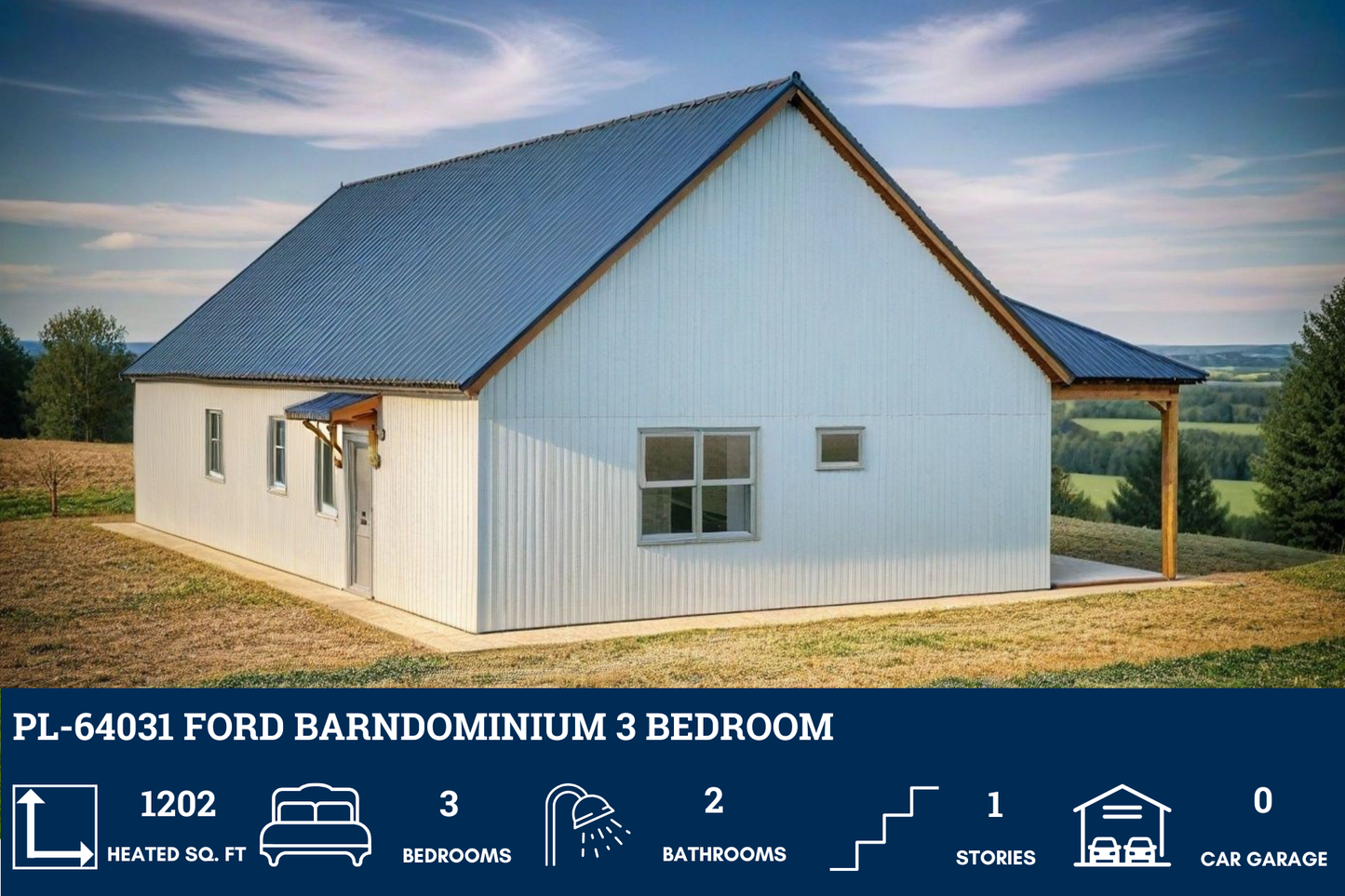 PL-64031 Ford Barndominium House Plan