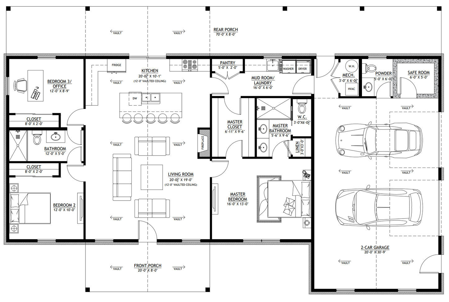 PL-64019 Mockingbird Barndominium House Plan