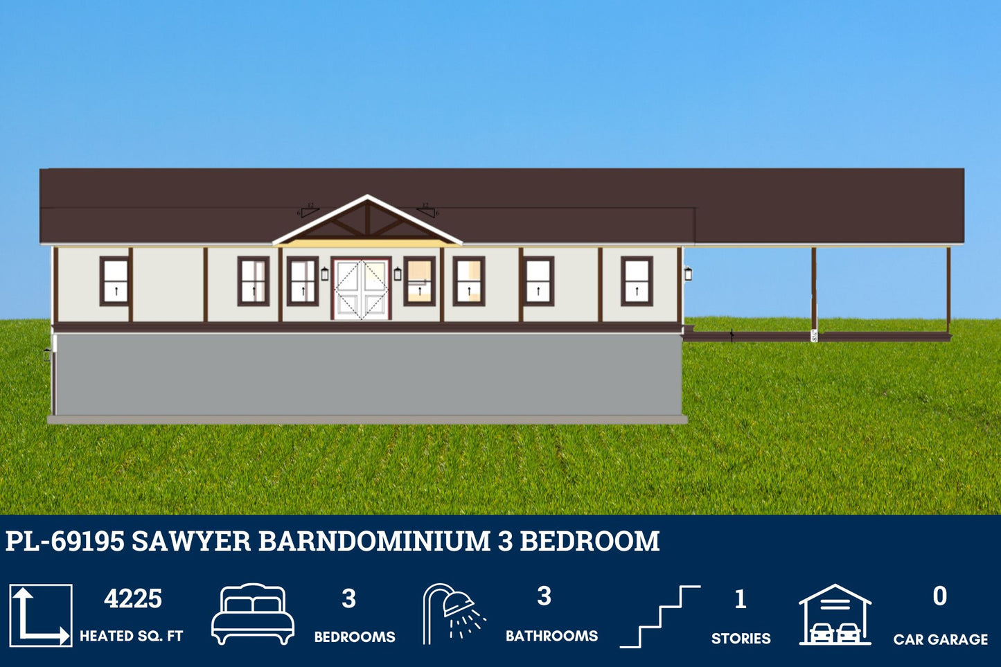 PL-69195 Sawyer Barndominium House Plan
