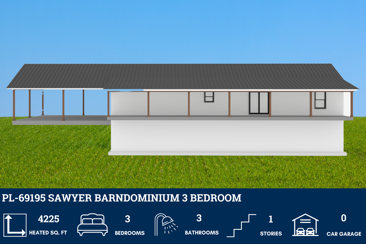 PL-69195 Sawyer Barndominium House Plan