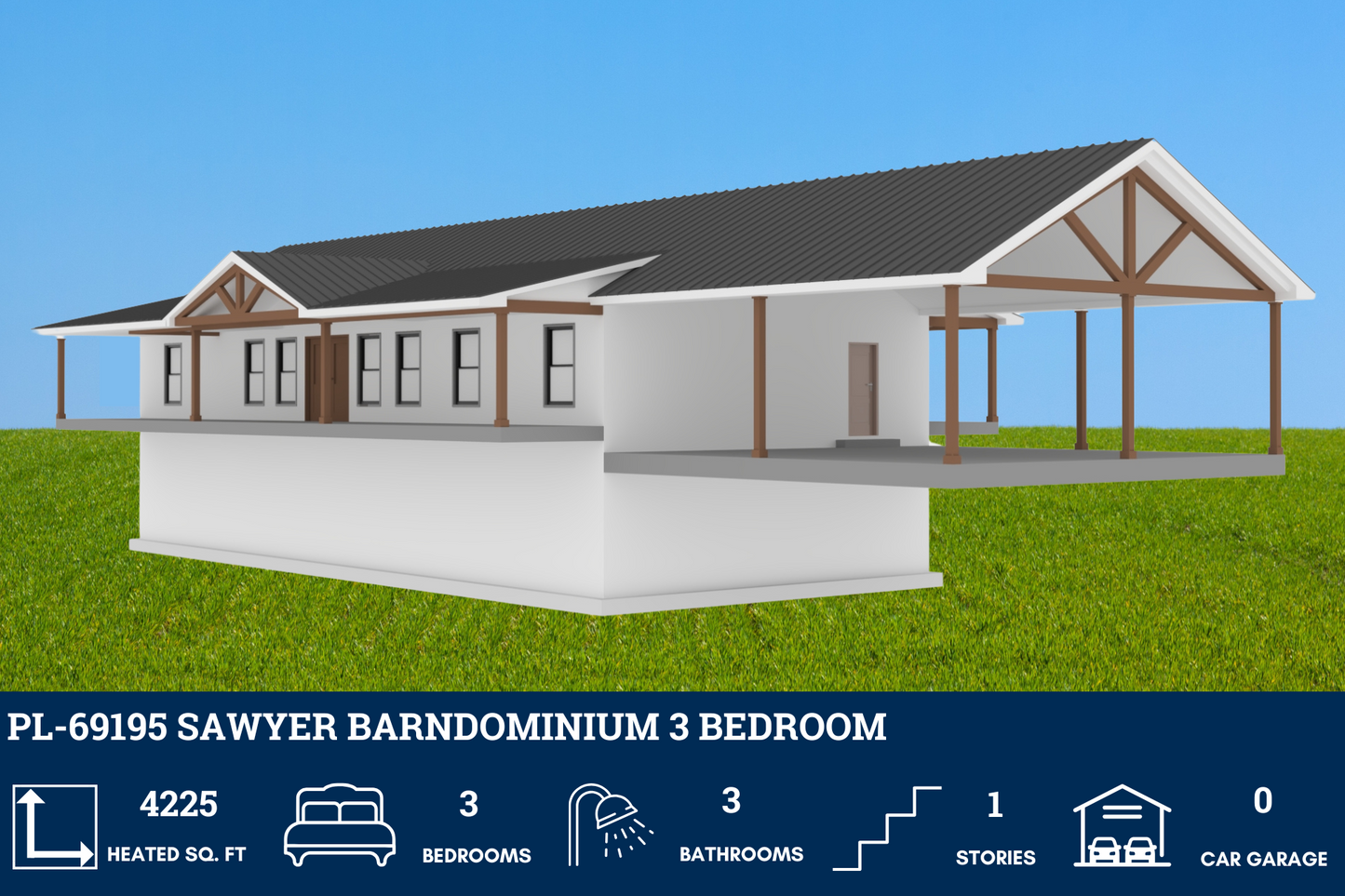 PL-69195 Sawyer Barndominium House Plan