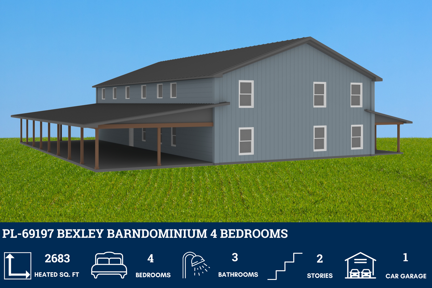 PL-69197 Bexley Barndominium House Plan