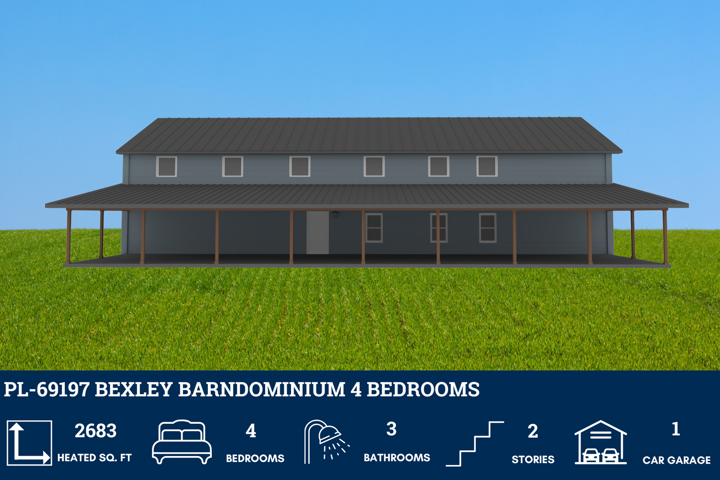 PL-69197 Bexley Barndominium House Plan