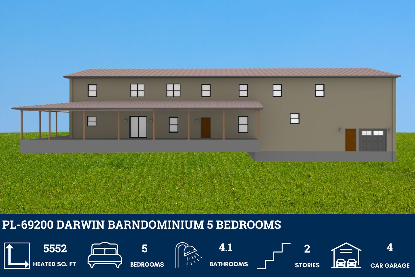 PL-69200 Darwin Barndominium House Plan