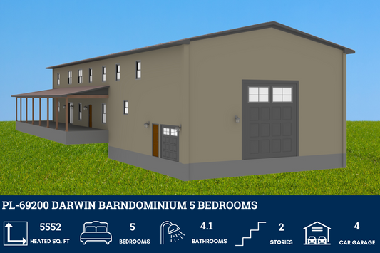 PL-69200 Darwin Barndominium House Plan