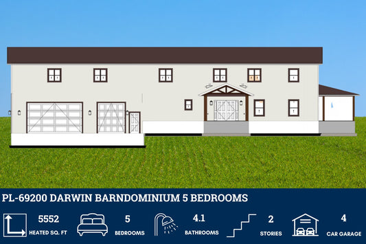 PL-69200 Darwin Barndominium House Plan