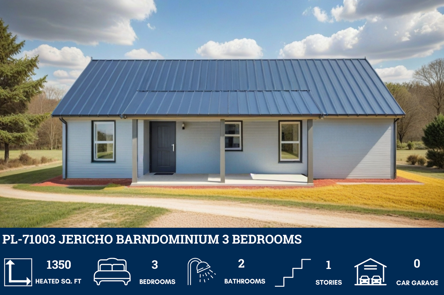 PL-71003 Jericho Barndominium House Plan
