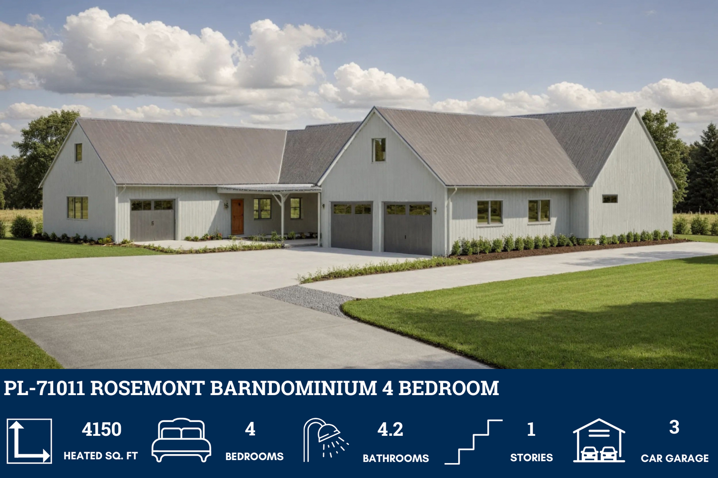 PL-71011 Rosemont Barndominium House Plans