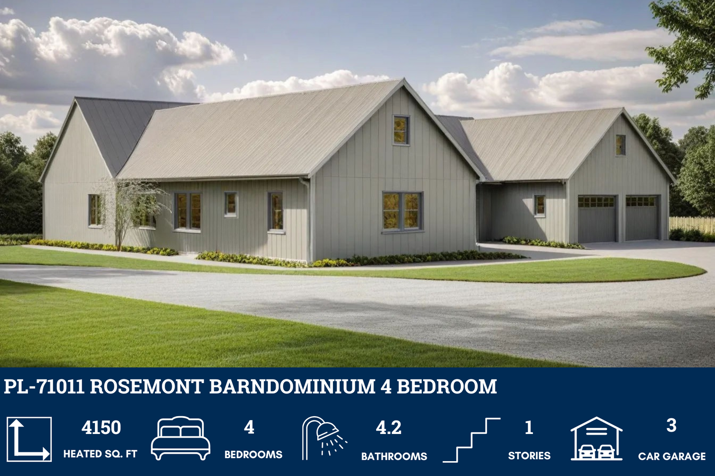 PL-71011 Rosemont Barndominium House Plans
