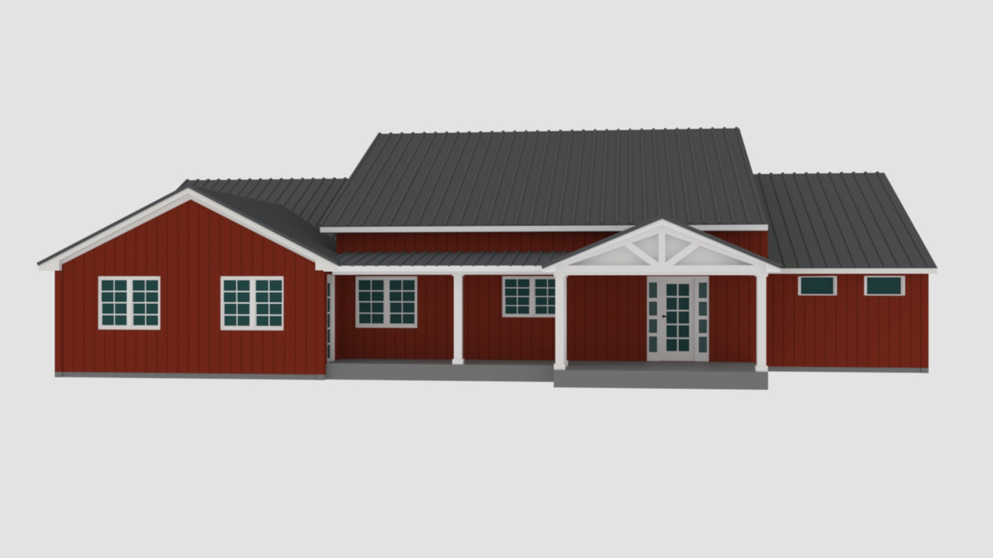 PL-62650 Oakdale Barndominium House Plan