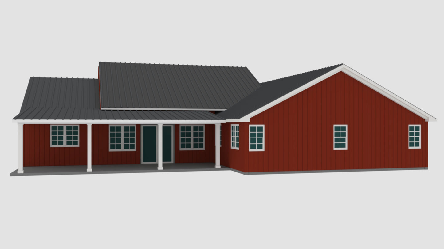 PL-62650 Oakdale Barndominium House Plan