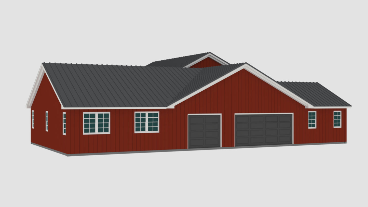 PL-62650 Oakdale Barndominium House Plan